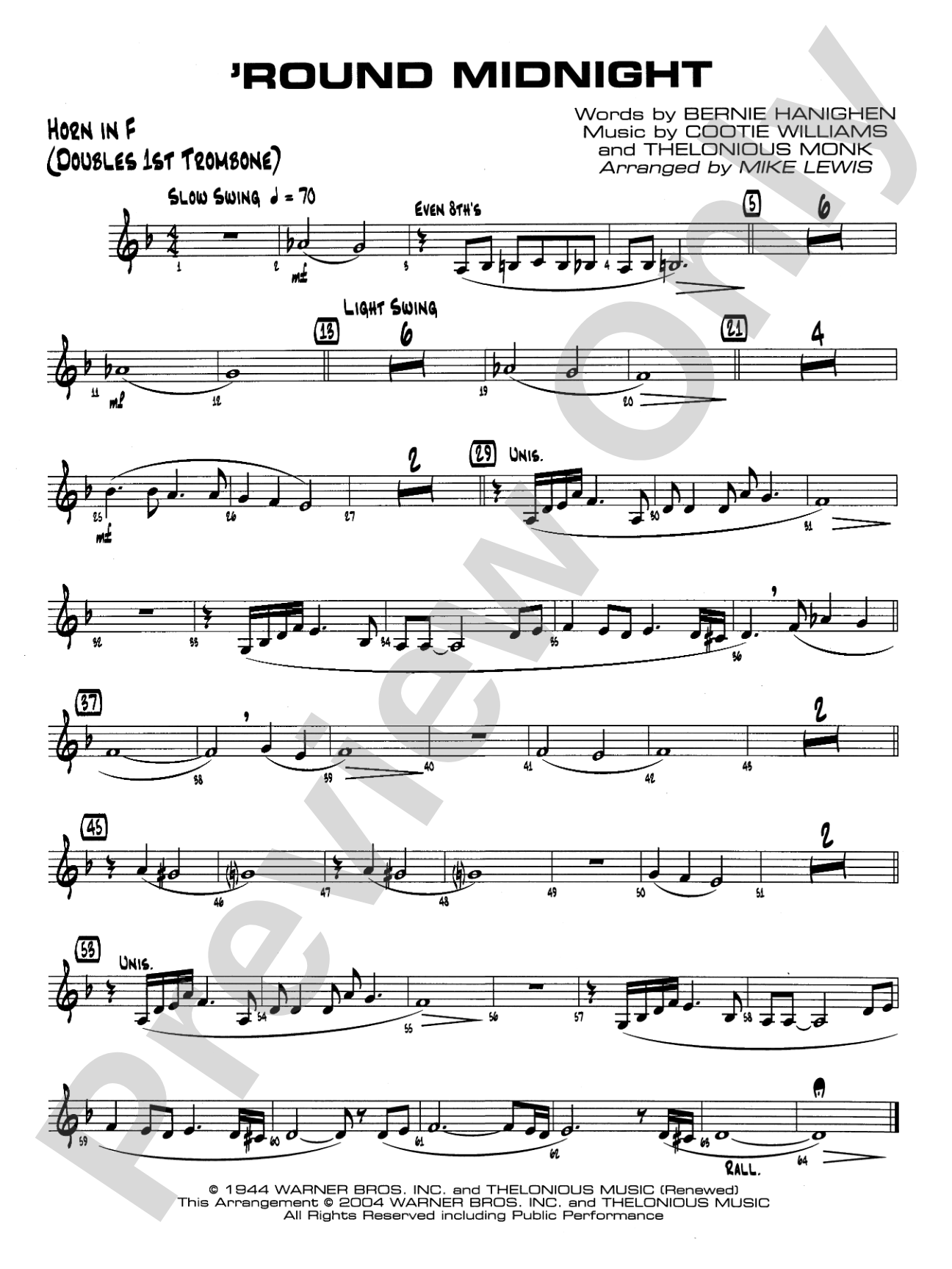 'Round Midnight: 1st F Horn