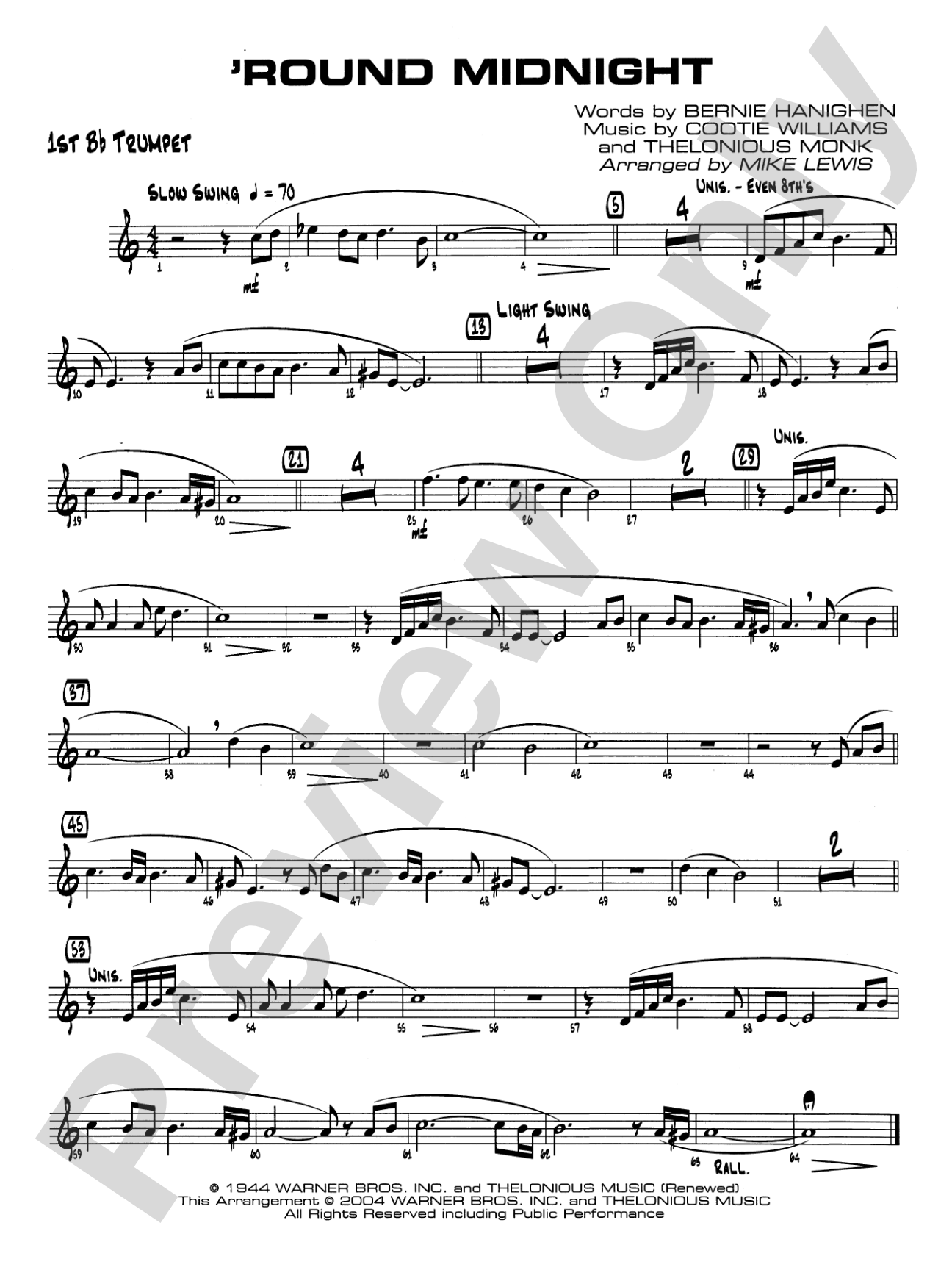 'Round Midnight: 1st B-flat Trumpet