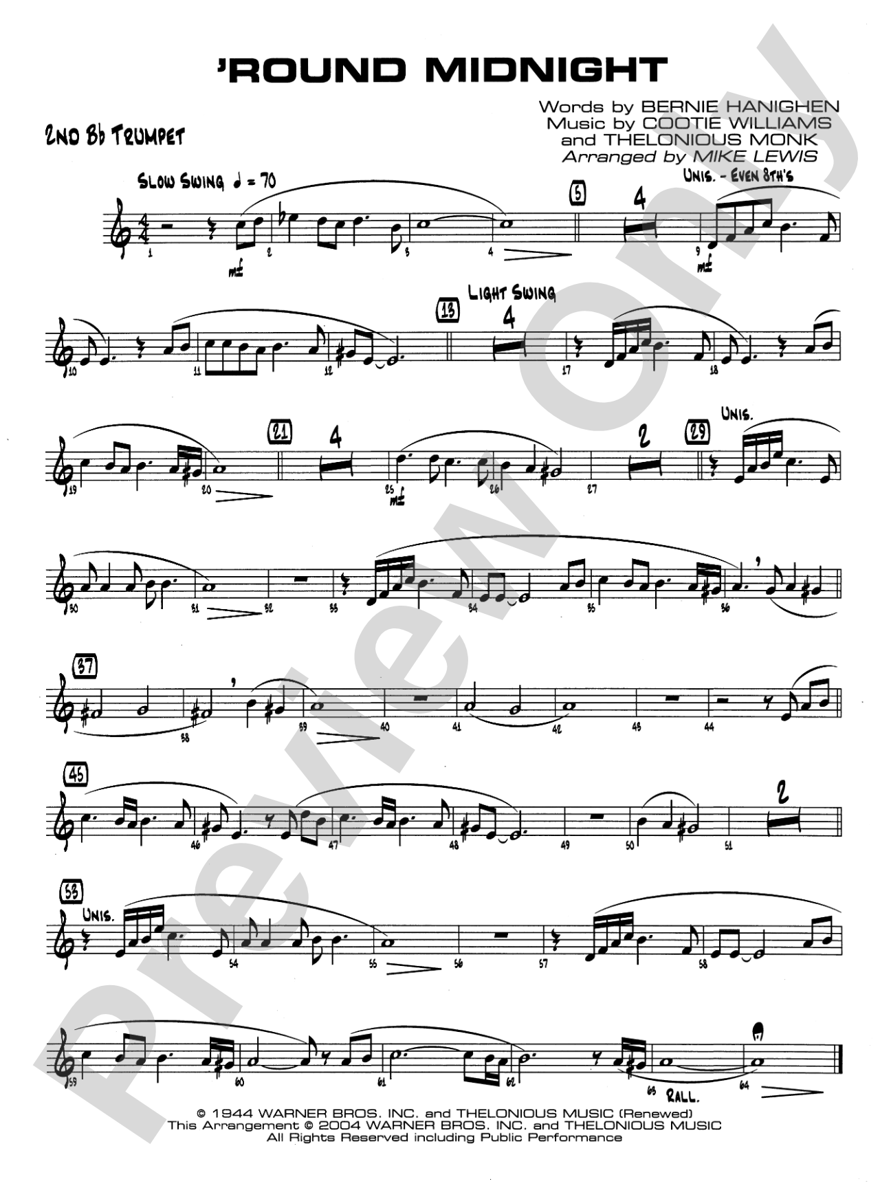 'Round Midnight: 2nd B-flat Trumpet