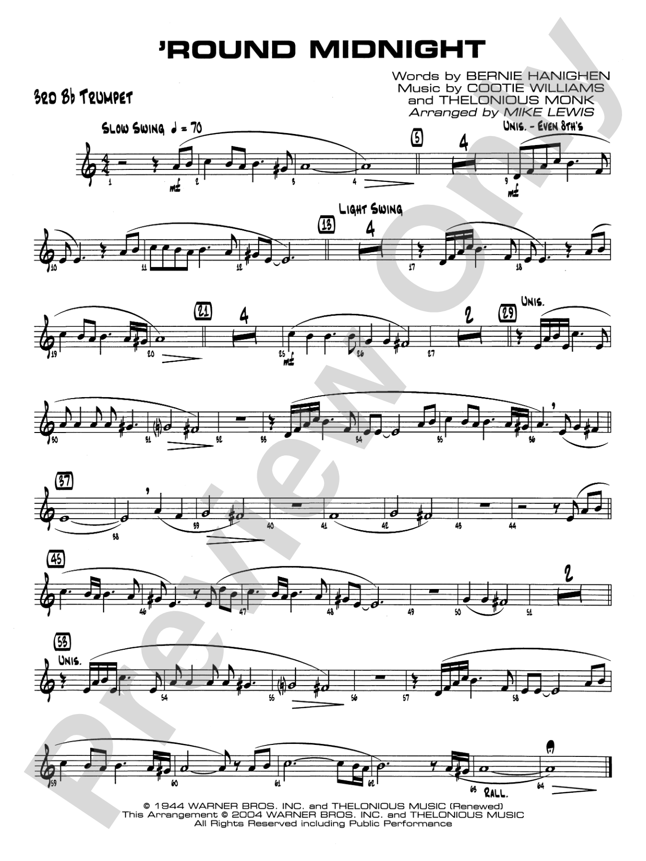 'Round Midnight: 3rd B-flat Trumpet