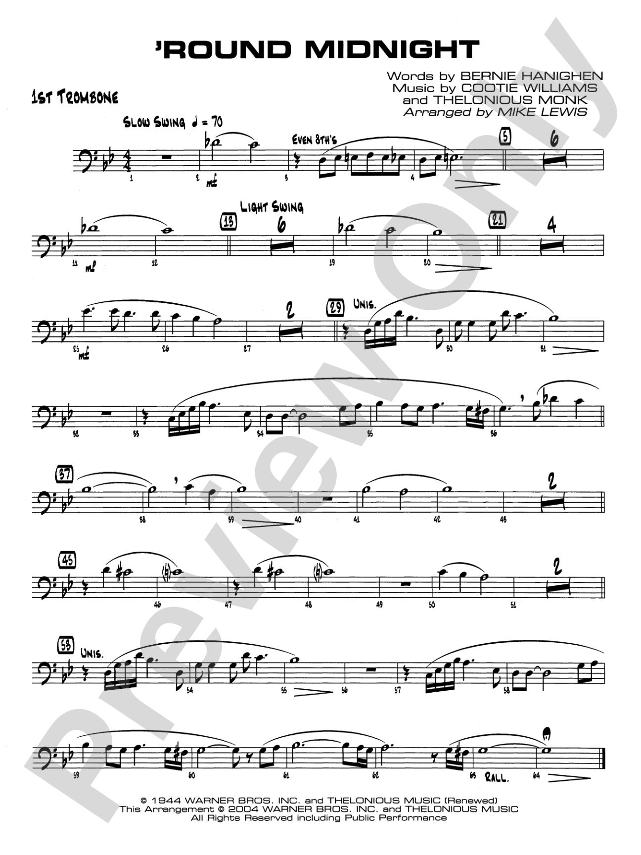 'Round Midnight: 1st Trombone