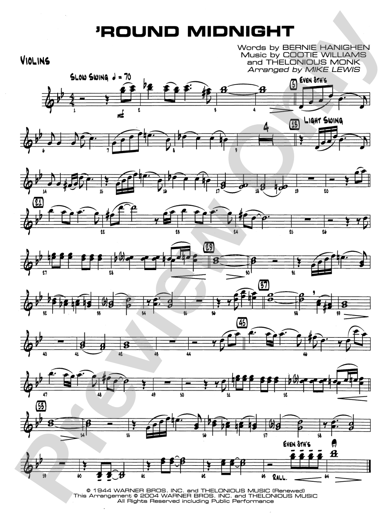 'Round Midnight: 1st Violin