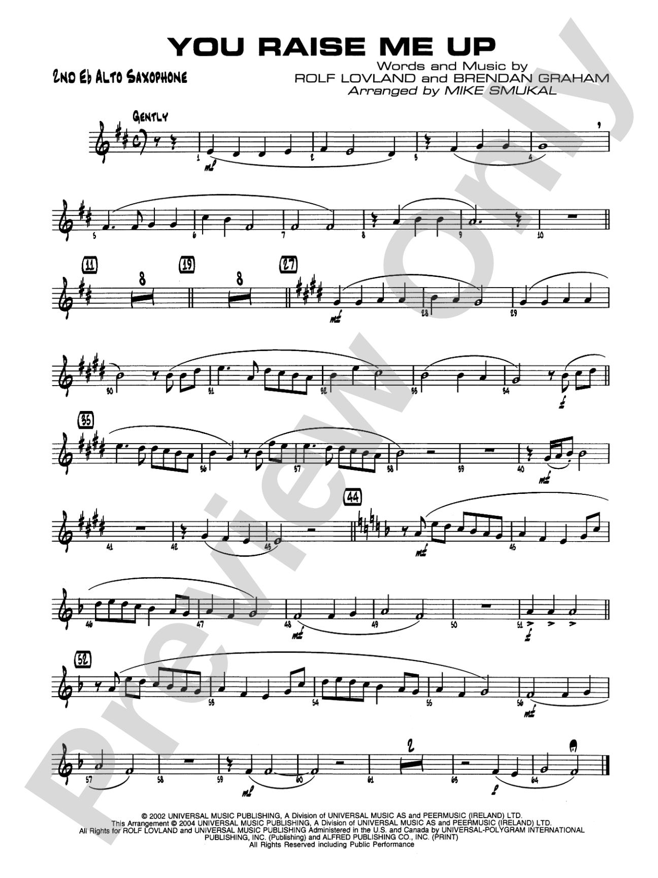 You Raise Me Up: 2nd E-flat Alto Saxophone