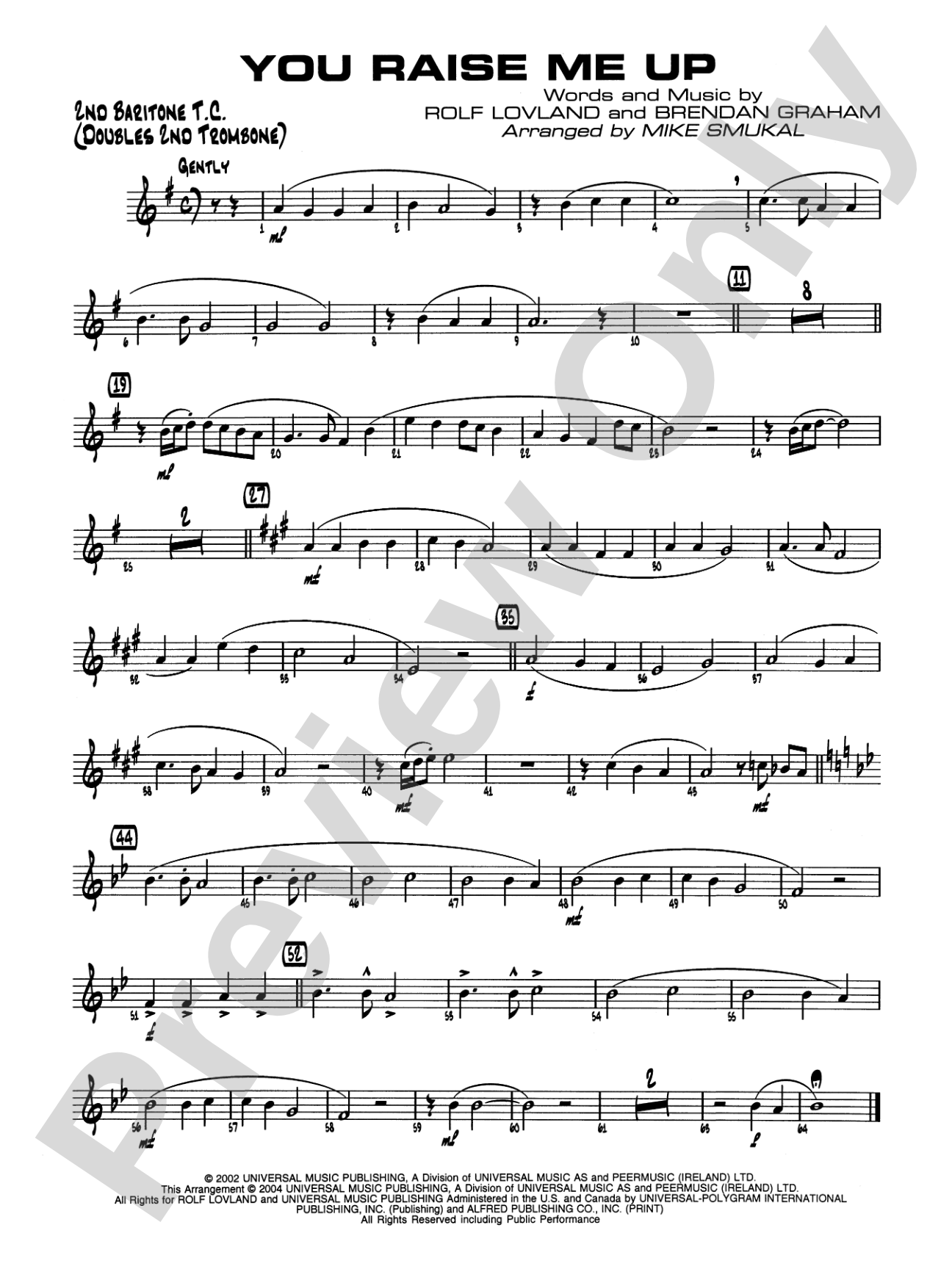 You Raise Me Up: 2nd Baritone T.C.