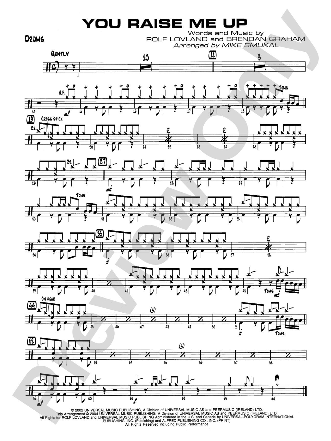 You Raise Me Up: Drums