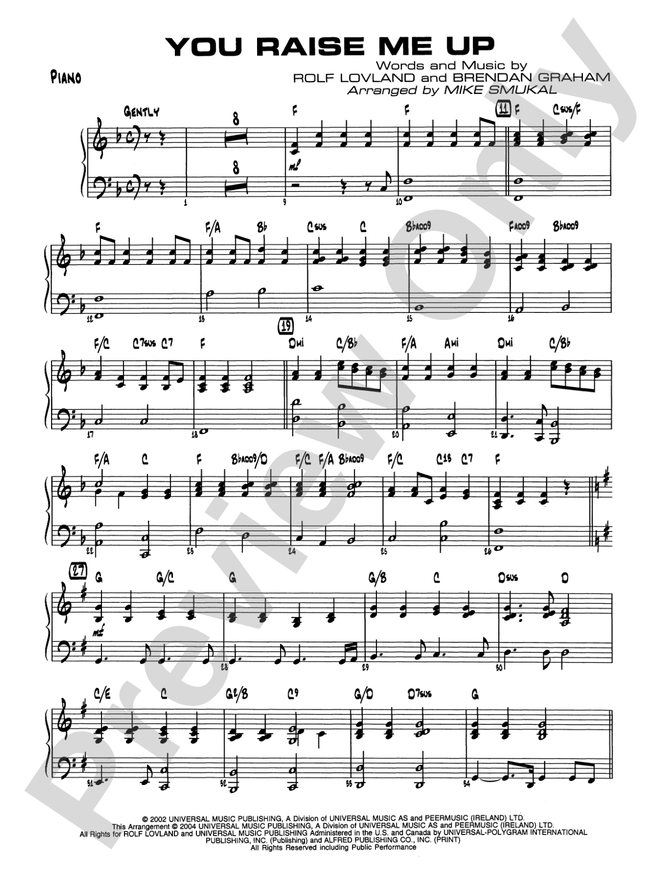You Raise Me Up: Piano Accompaniment