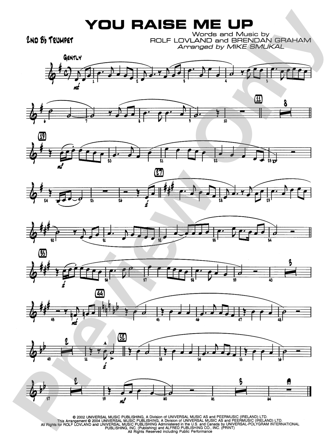 You Raise Me Up: 2nd B-flat Trumpet