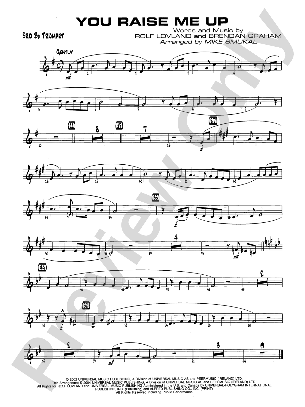 You Raise Me Up: 3rd B-flat Trumpet