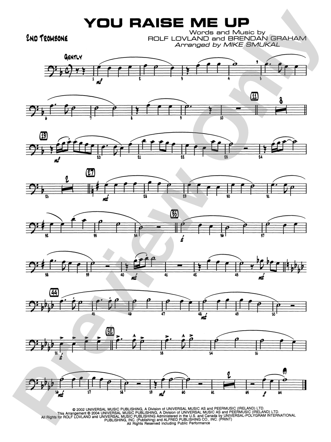 You Raise Me Up: 2nd Trombone