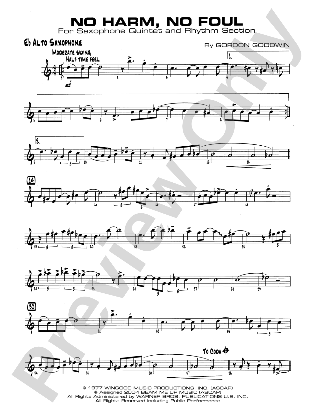 No Harm, No Foul: E-flat Alto Saxophone