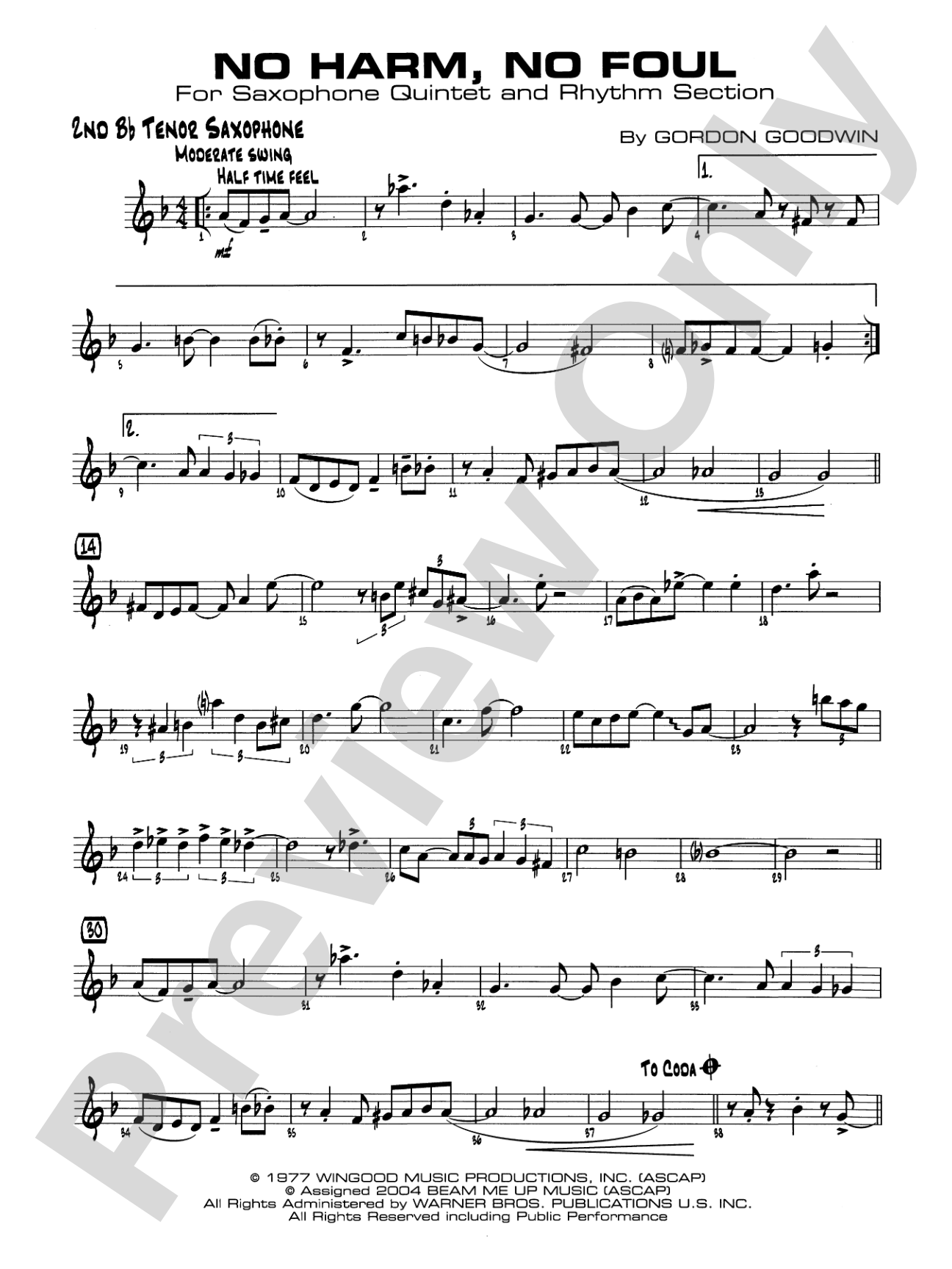 No Harm, No Foul: 2nd B-flat Tenor Saxophone