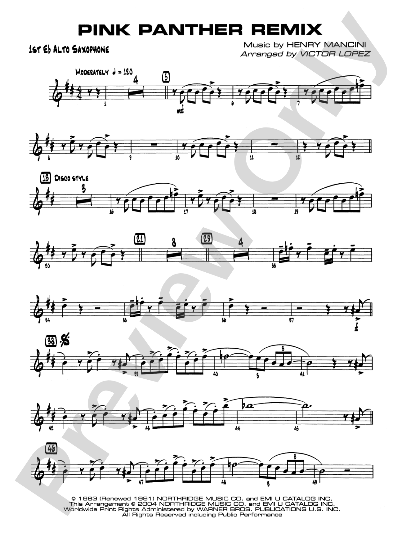 Pink Panther Remix: E-flat Alto Saxophone