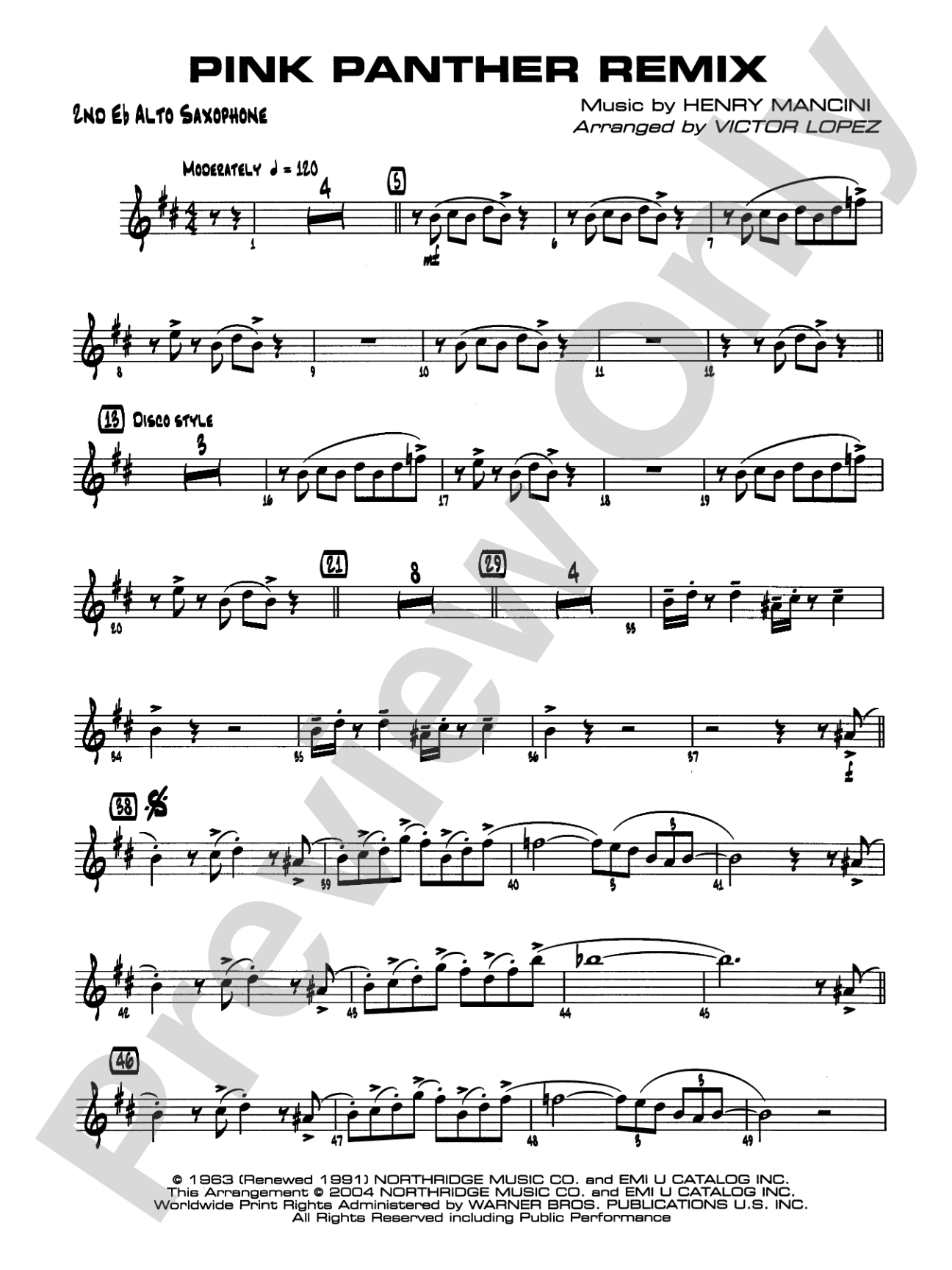 Pink Panther Remix: 2nd E-flat Alto Saxophone