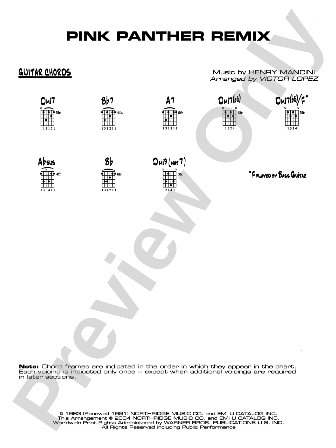 Pink Panther Remix: Guitar Chords