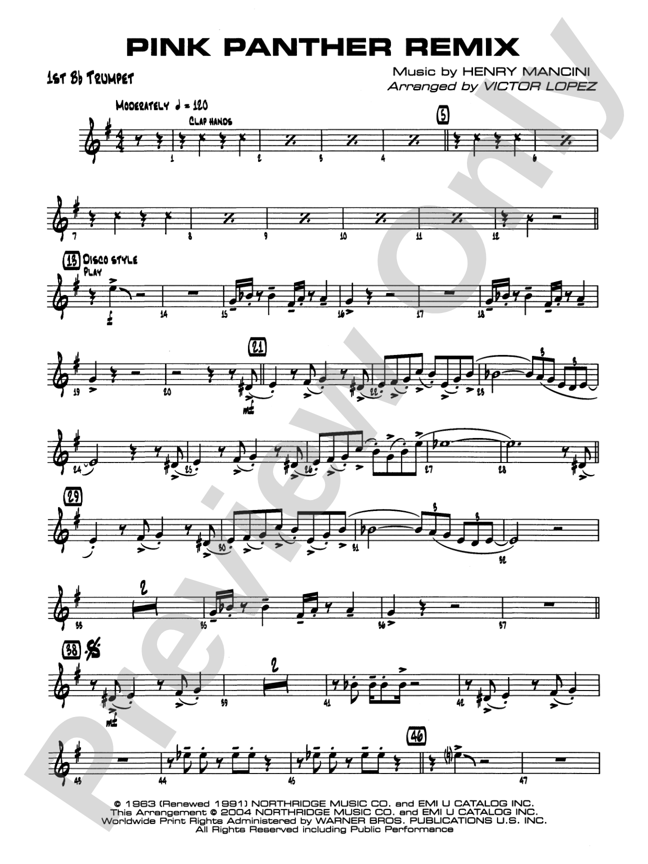 Pink Panther Remix: 1st B-flat Trumpet