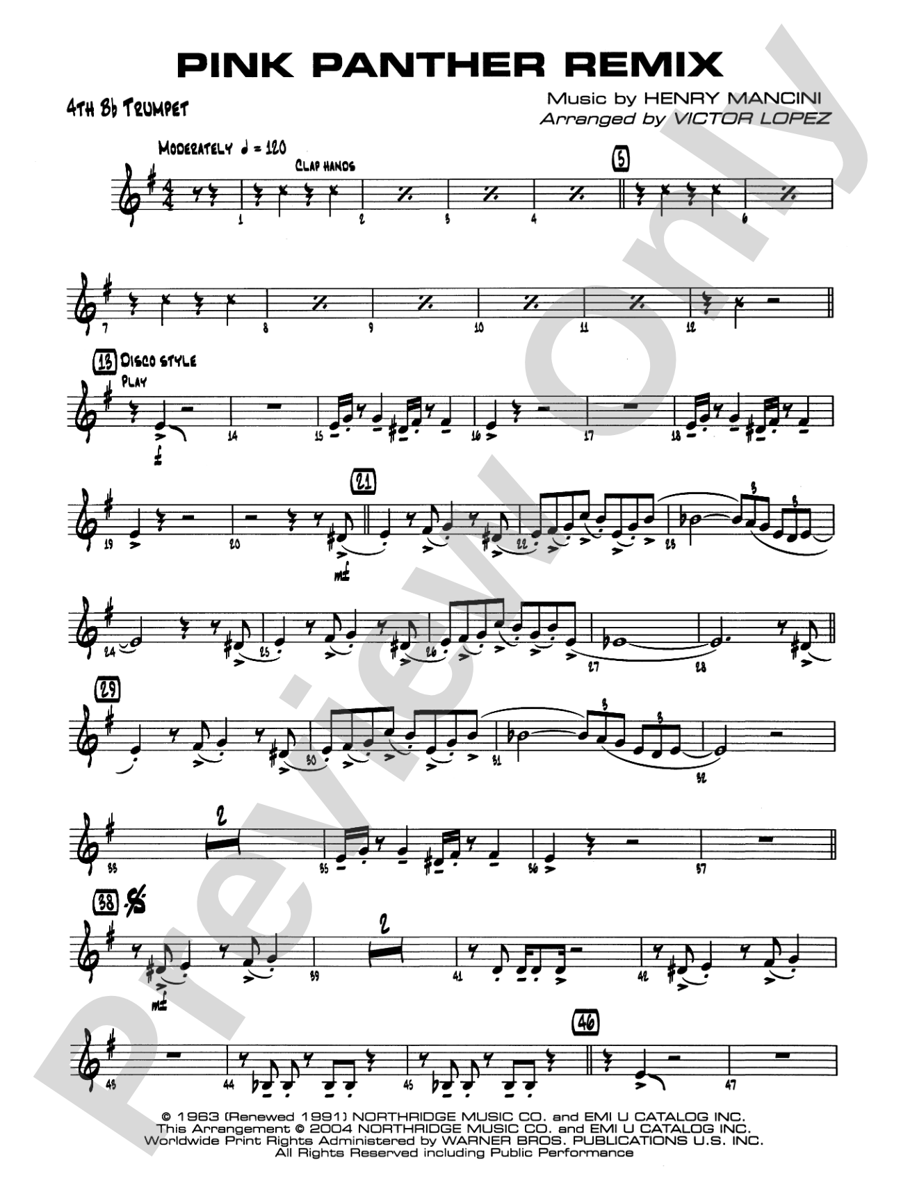 Pink Panther Remix: 4th B-flat Trumpet