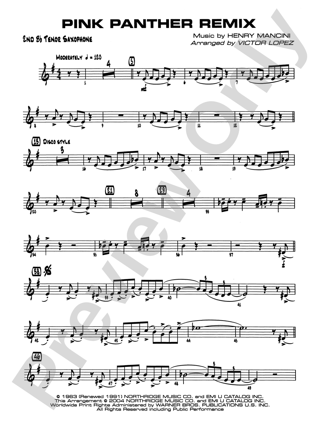 Pink Panther Remix: 2nd B-flat Tenor Saxophone