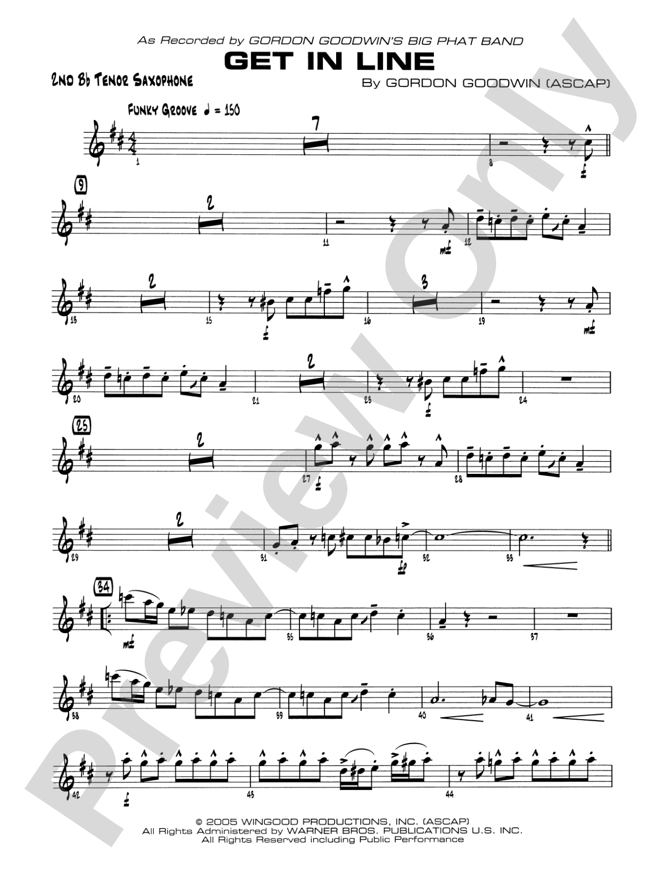 Get in Line: 2nd B-flat Tenor Saxophone