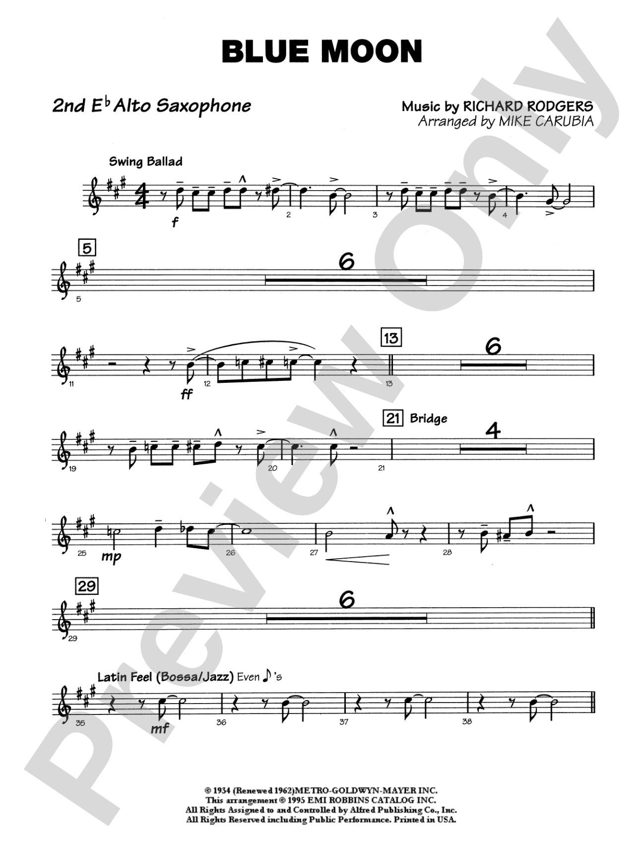 Blue Moon: 2nd E-flat Alto Saxophone