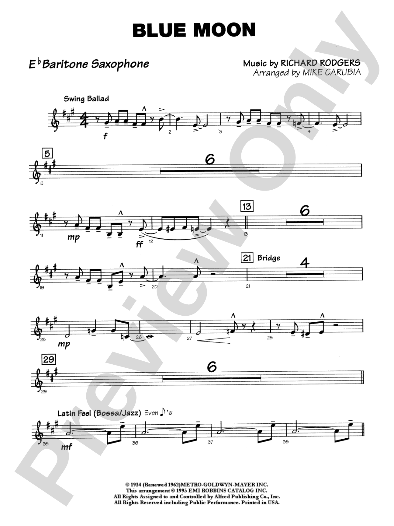 Blue Moon: E-flat Baritone Saxophone
