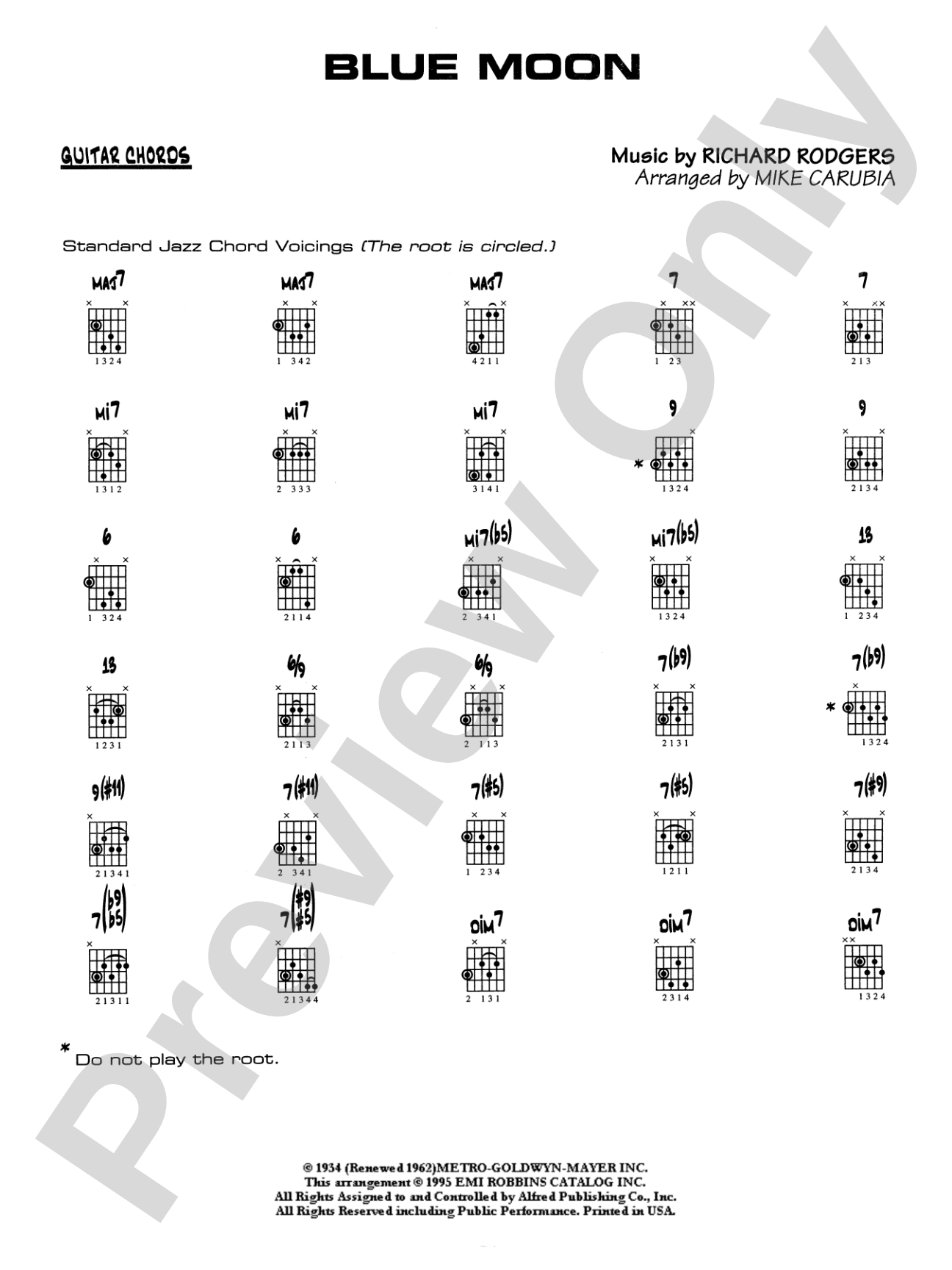 Blue Moon: Guitar Chords