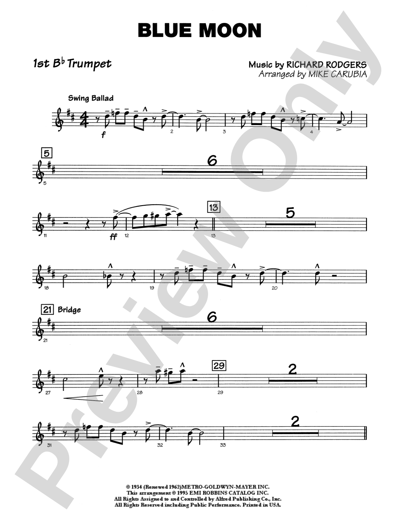Blue Moon: 1st B-flat Trumpet