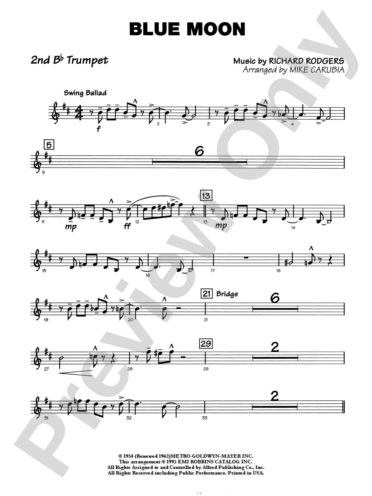 Blue Moon: 2nd B-flat Trumpet