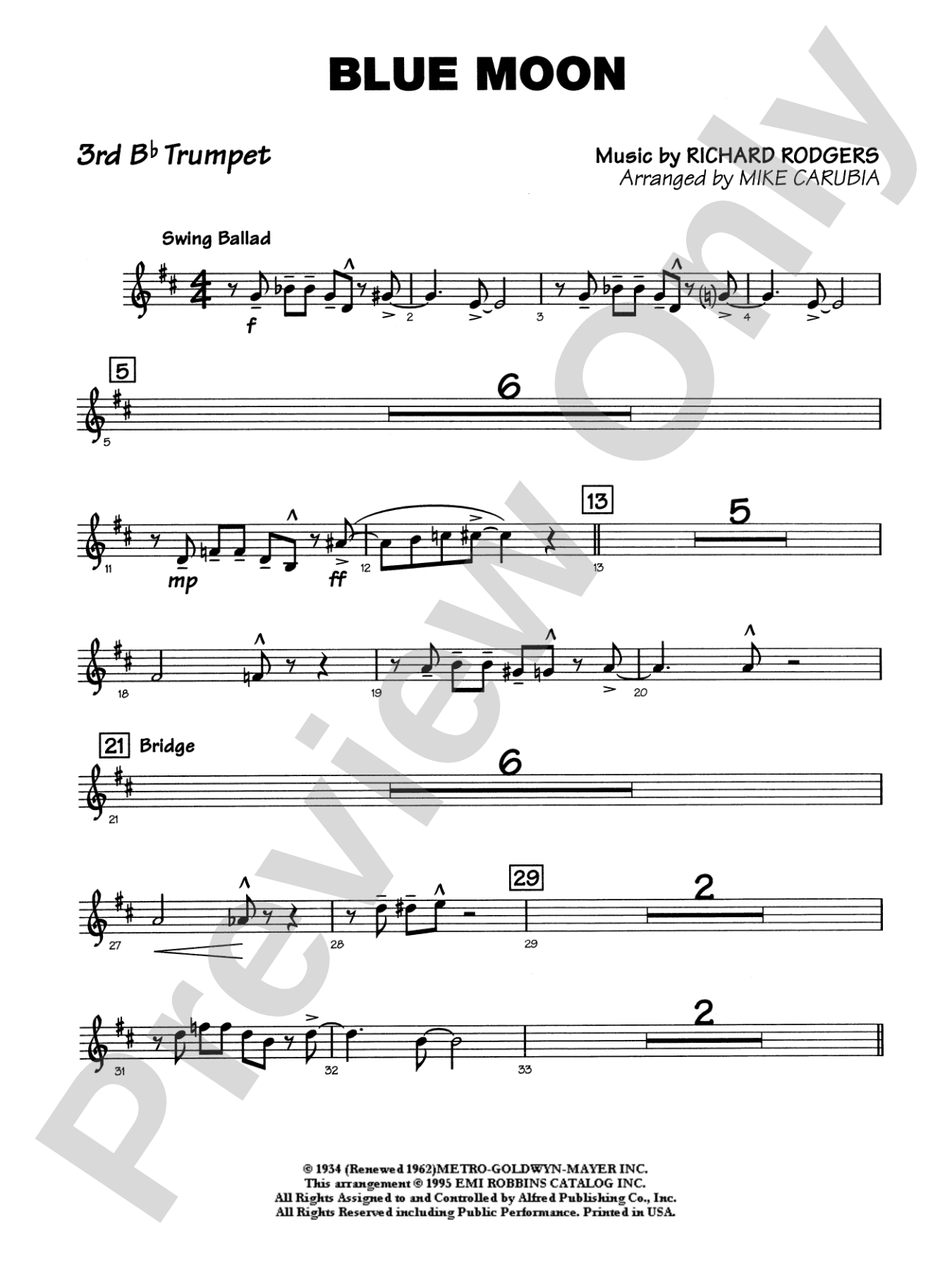 Blue Moon: 3rd B-flat Trumpet