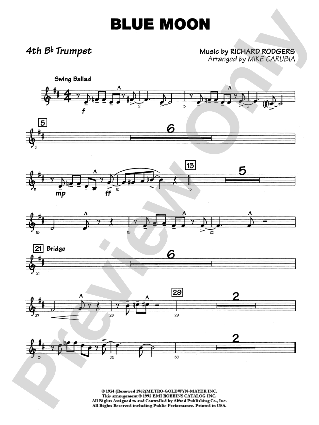 Blue Moon: 4th B-flat Trumpet