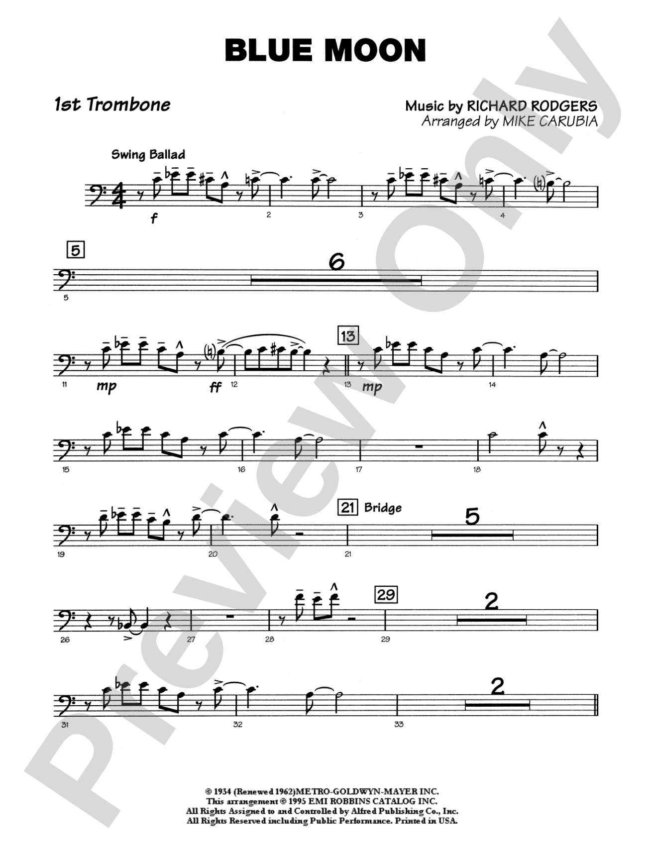 Blue Moon: 1st Trombone