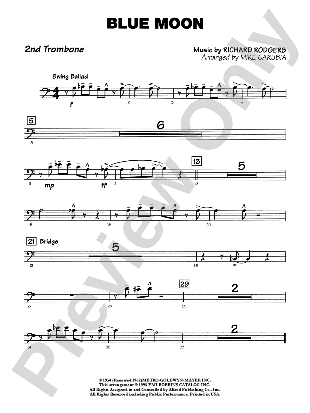 Blue Moon: 2nd Trombone