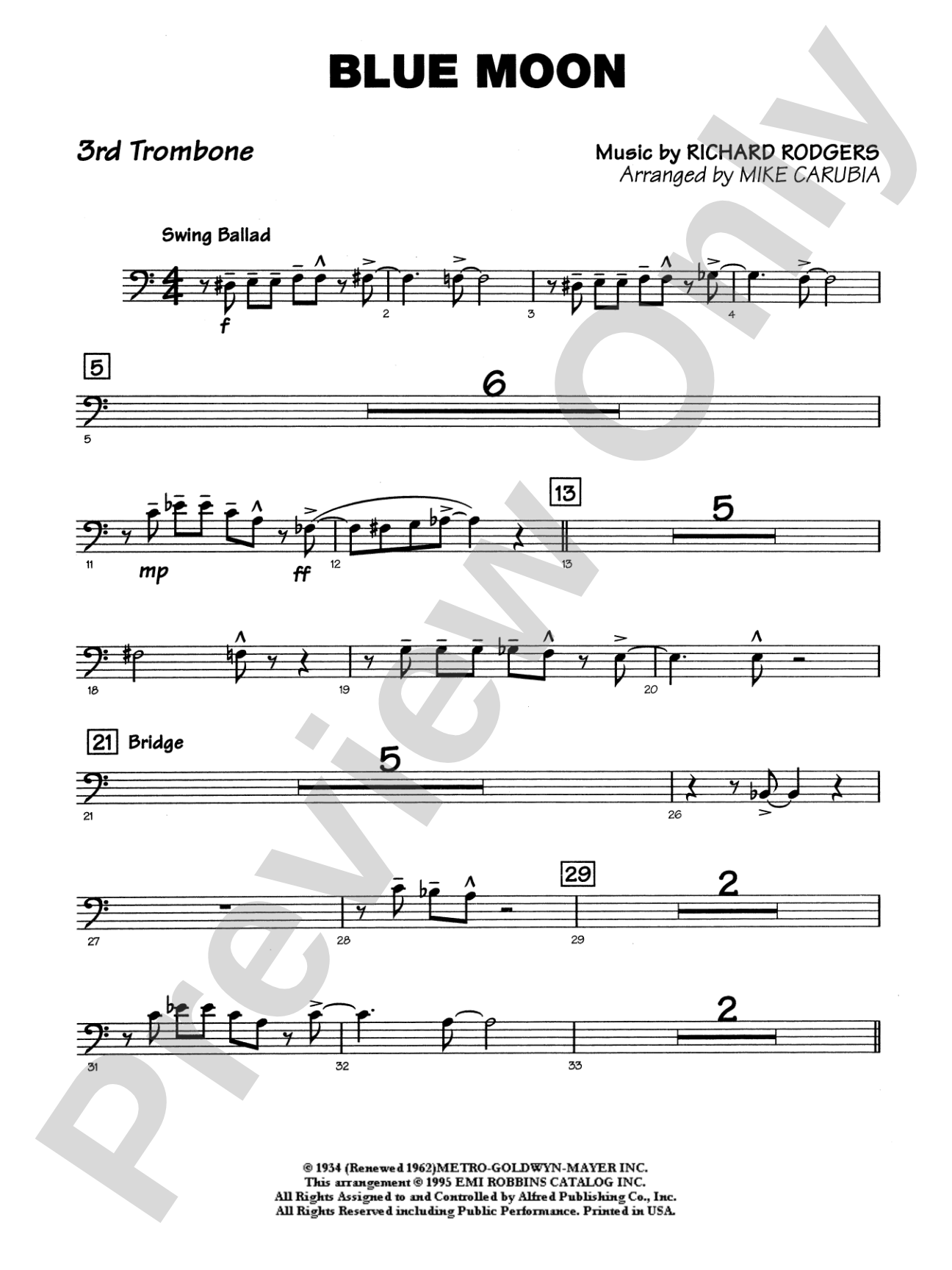 Blue Moon: 3rd Trombone