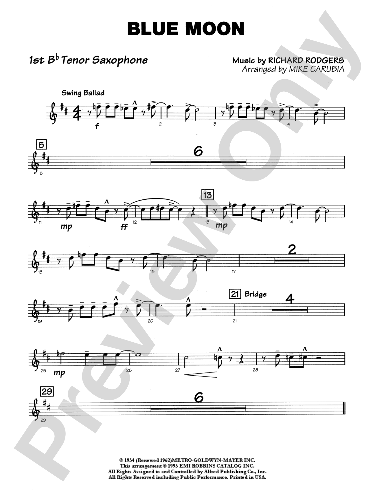 Blue Moon: B-flat Tenor Saxophone