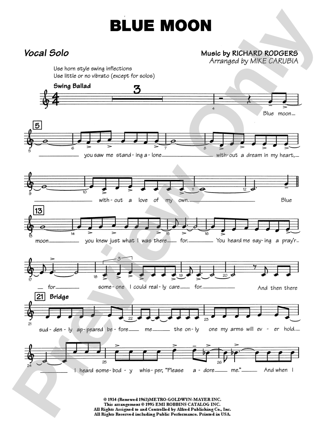 Blue Moon: Vocal Solo