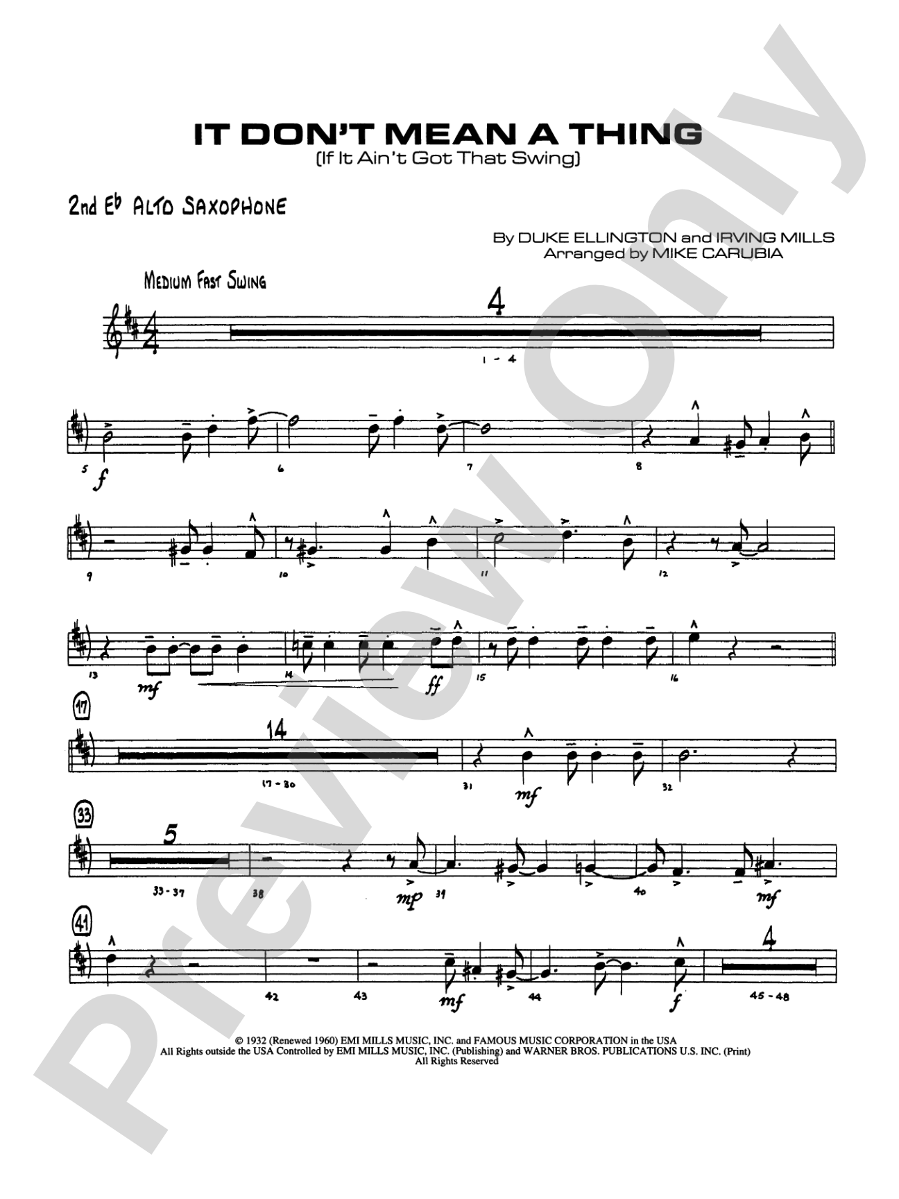 It Don't Mean a Thing (If It Ain't Got That Swing): 2nd E-flat Alto Saxophone