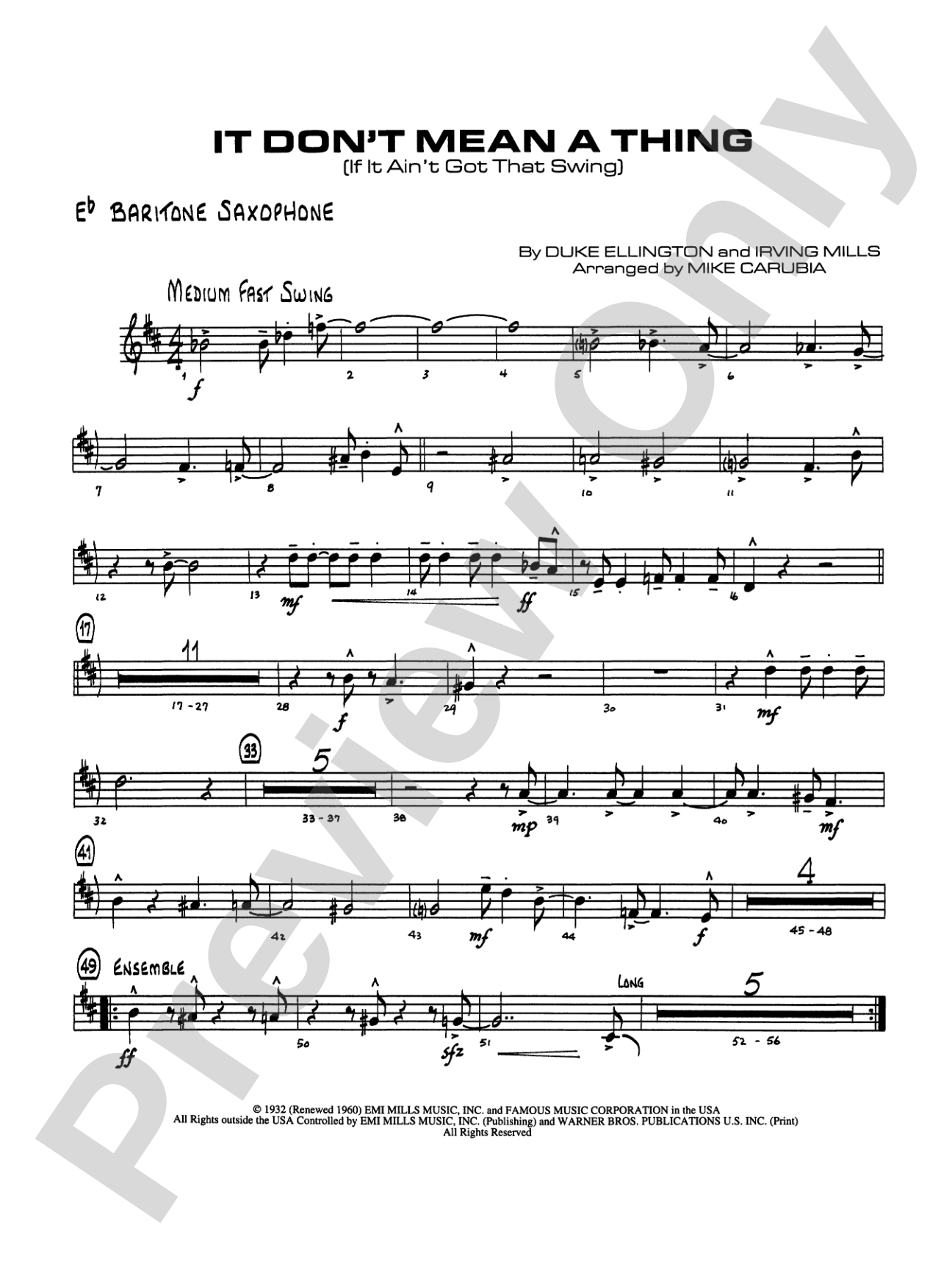 It Don't Mean a Thing (If It Ain't Got That Swing): E-flat Baritone Saxophone