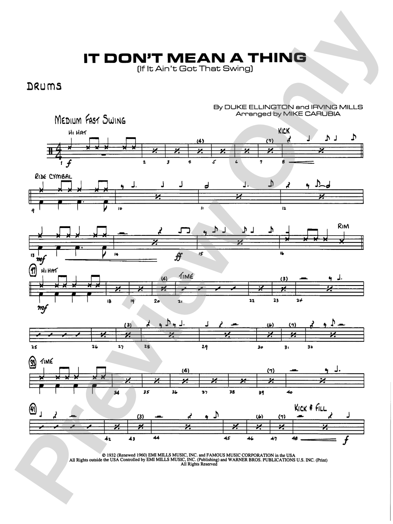 It Don't Mean a Thing (If It Ain't Got That Swing): Drums