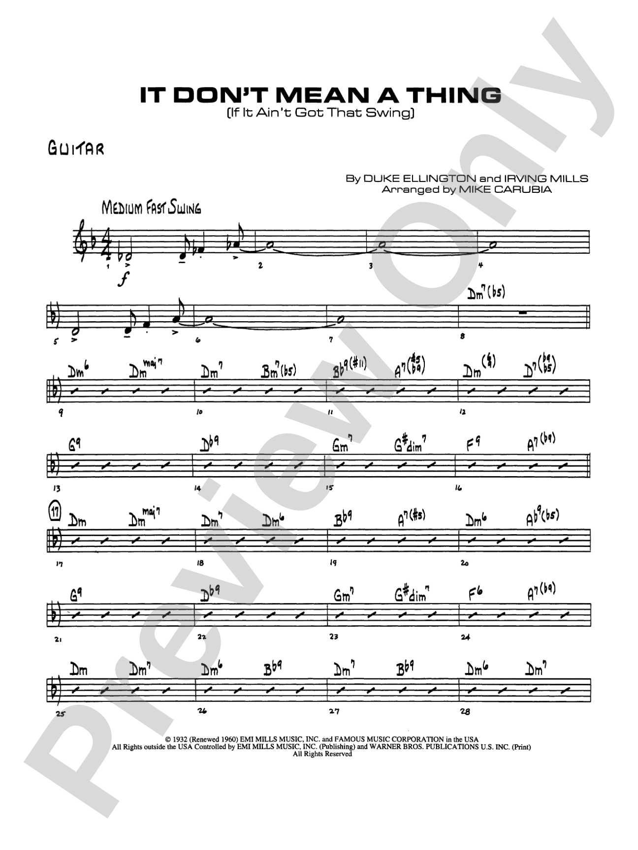 It Don't Mean a Thing (If It Ain't Got That Swing): Guitar