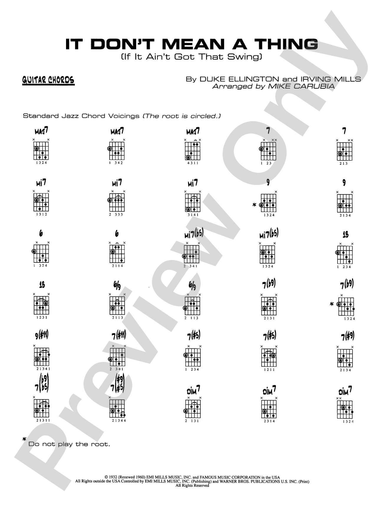 It Don't Mean a Thing (If It Ain't Got That Swing): Guitar Chords