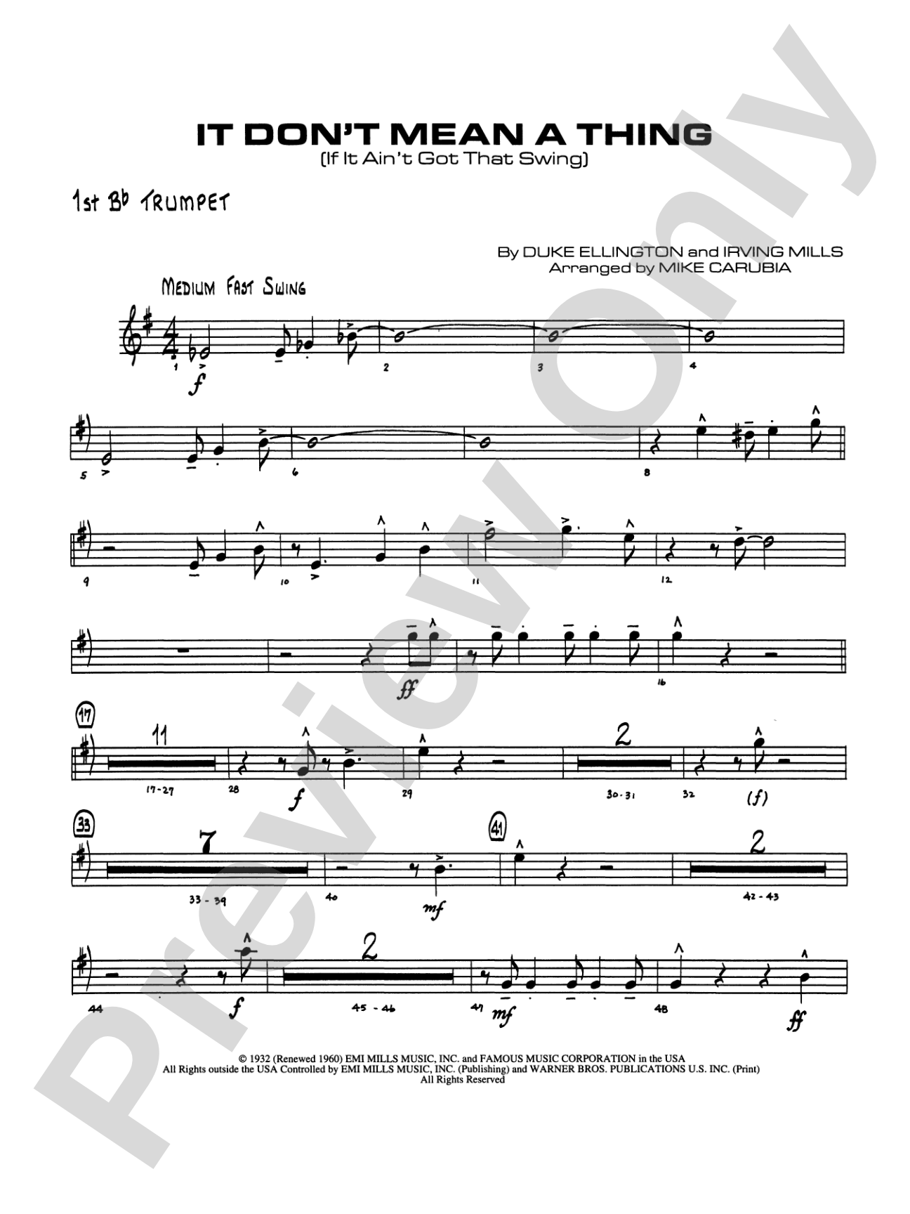 It Don't Mean a Thing (If It Ain't Got That Swing): 1st B-flat Trumpet