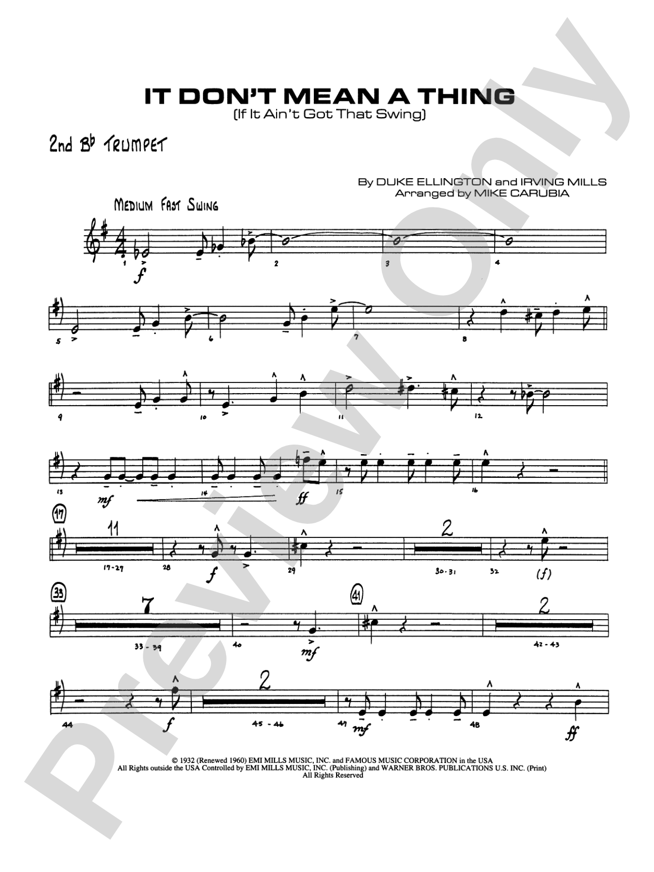 It Don't Mean a Thing (If It Ain't Got That Swing): 2nd B-flat Trumpet