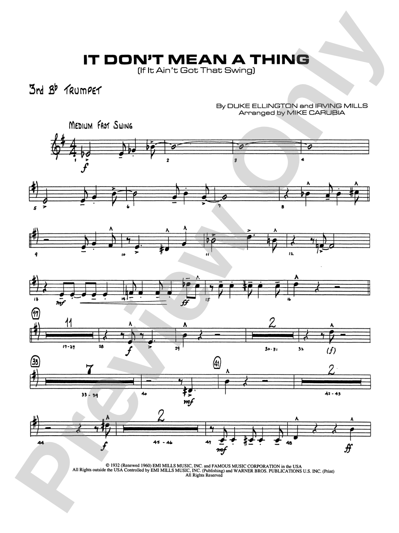 It Don't Mean a Thing (If It Ain't Got That Swing): 3rd B-flat Trumpet