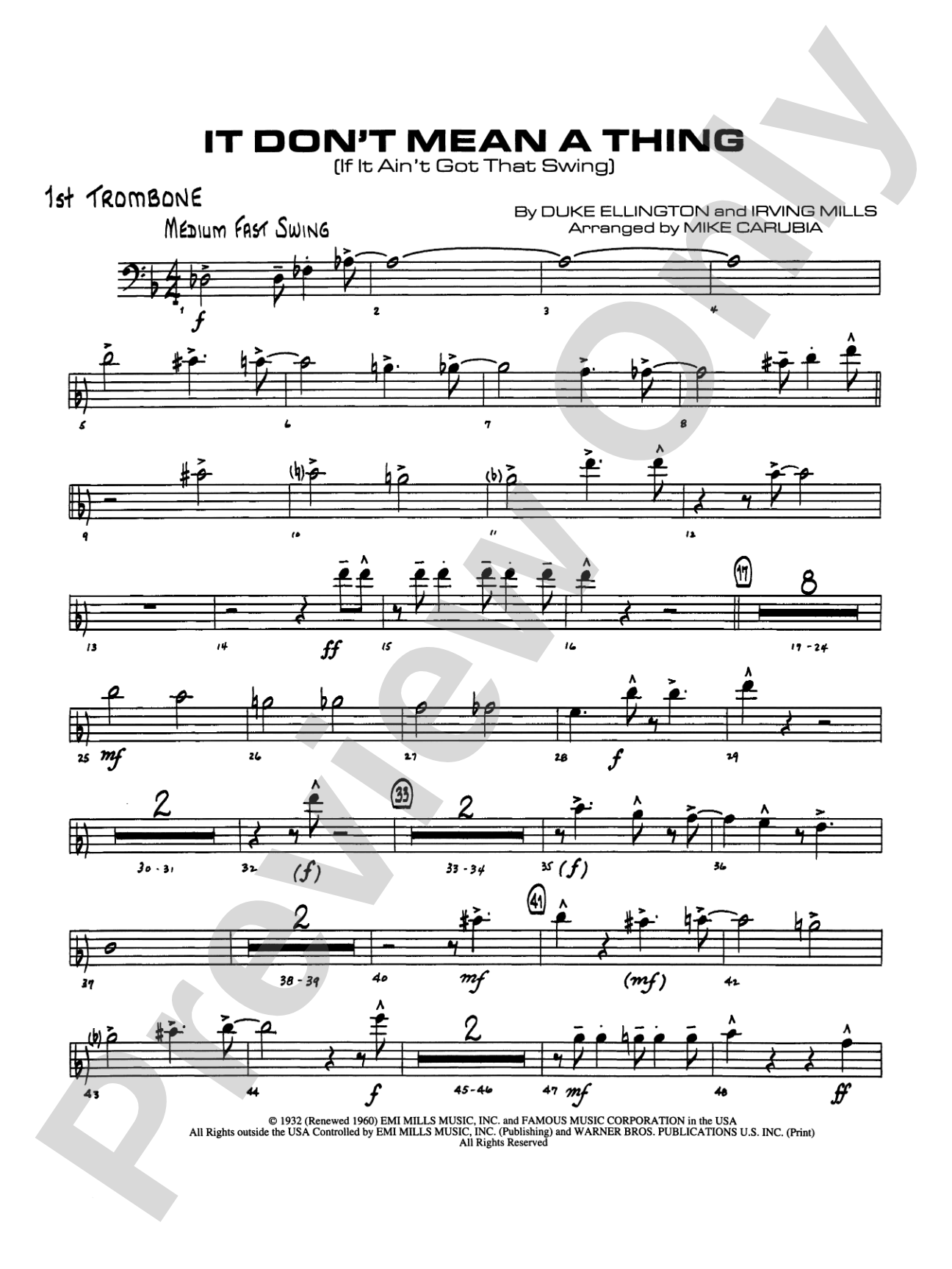 It Don't Mean a Thing (If It Ain't Got That Swing): 1st Trombone