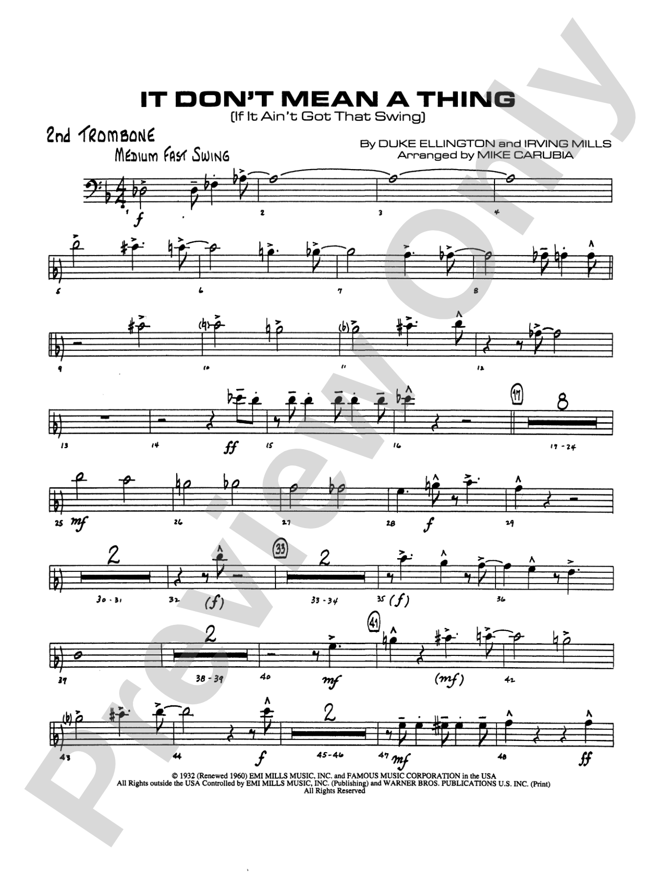 It Don't Mean a Thing (If It Ain't Got That Swing): 2nd Trombone