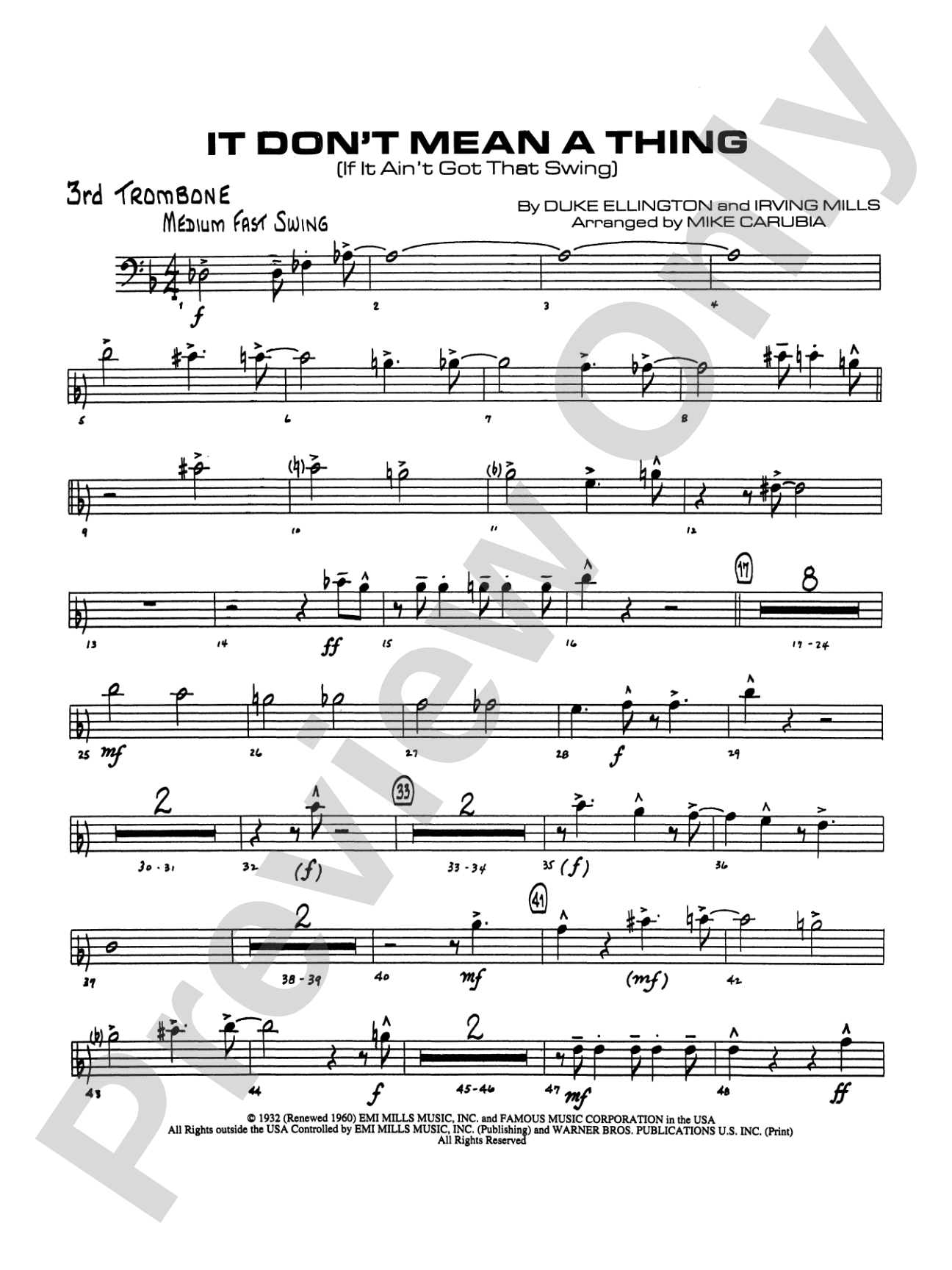 It Don't Mean a Thing (If It Ain't Got That Swing): 3rd Trombone