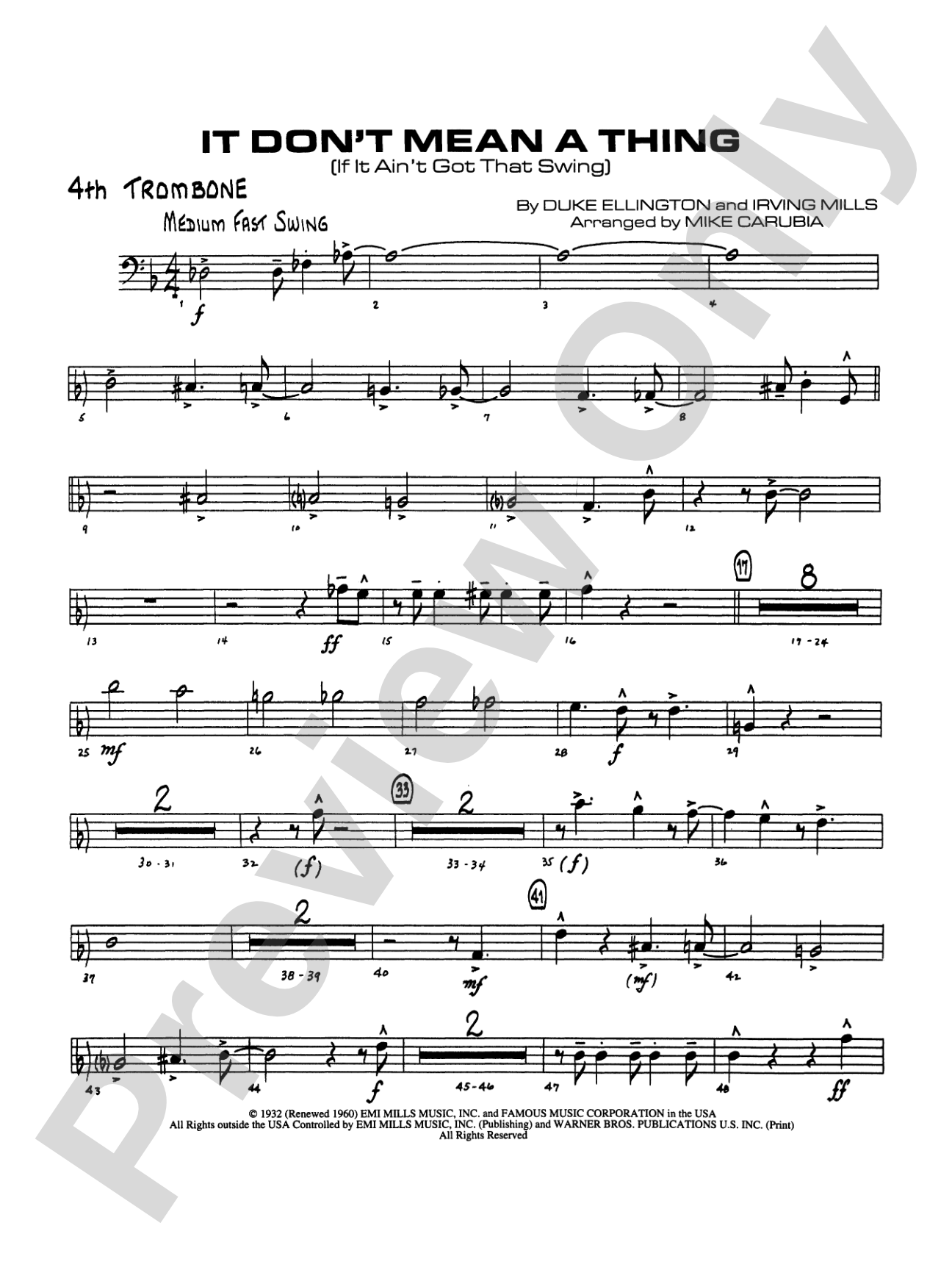 It Don't Mean a Thing (If It Ain't Got That Swing): 4th Trombone