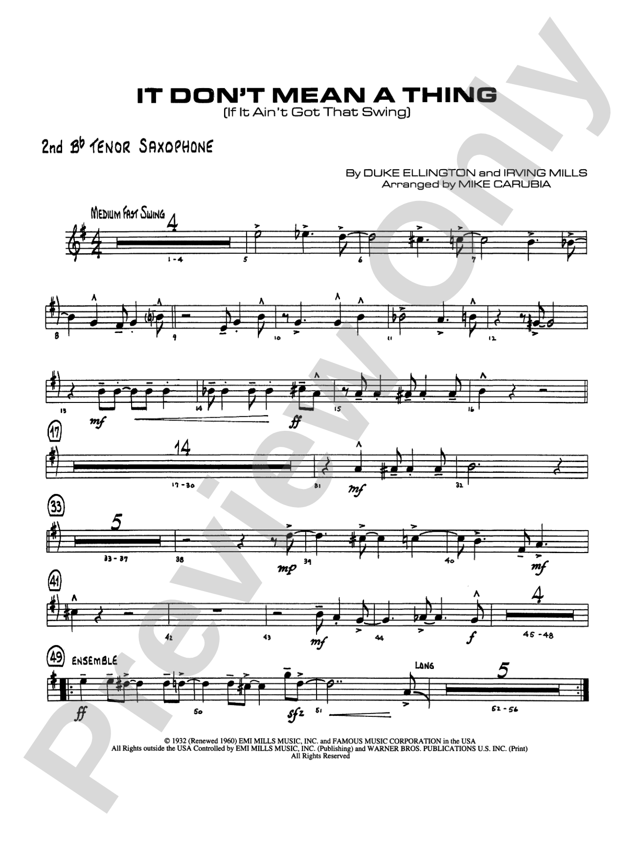 It Don't Mean a Thing (If It Ain't Got That Swing): 2nd B-flat Tenor Saxophone