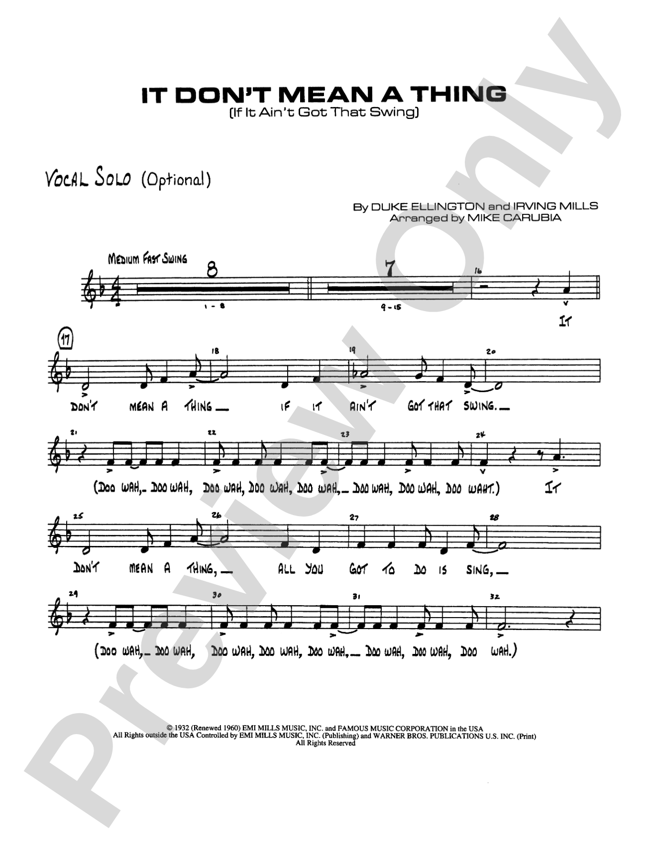 It Don't Mean a Thing (If It Ain't Got That Swing): Vocal Solo