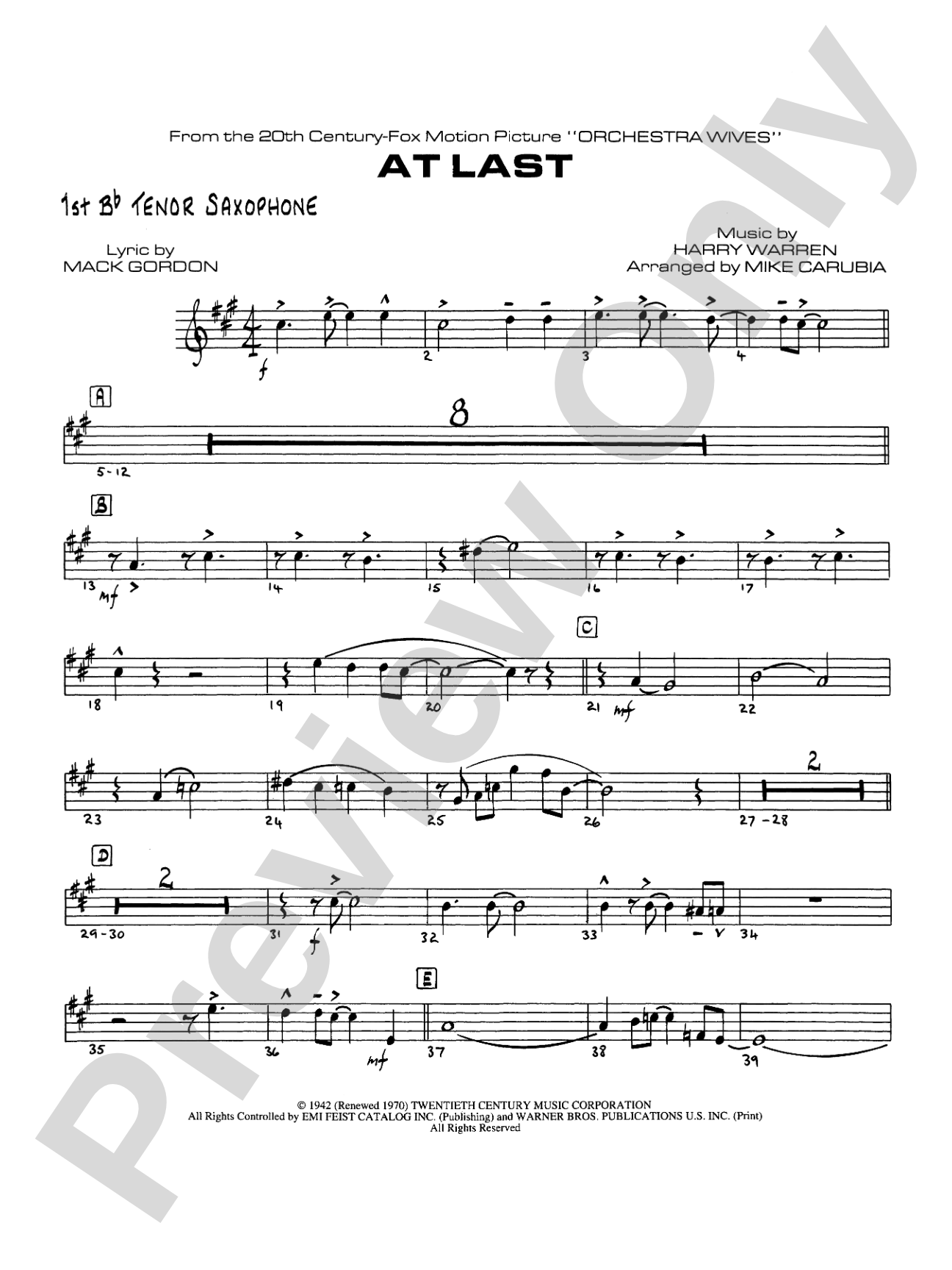 At Last: B-flat Tenor Saxophone
