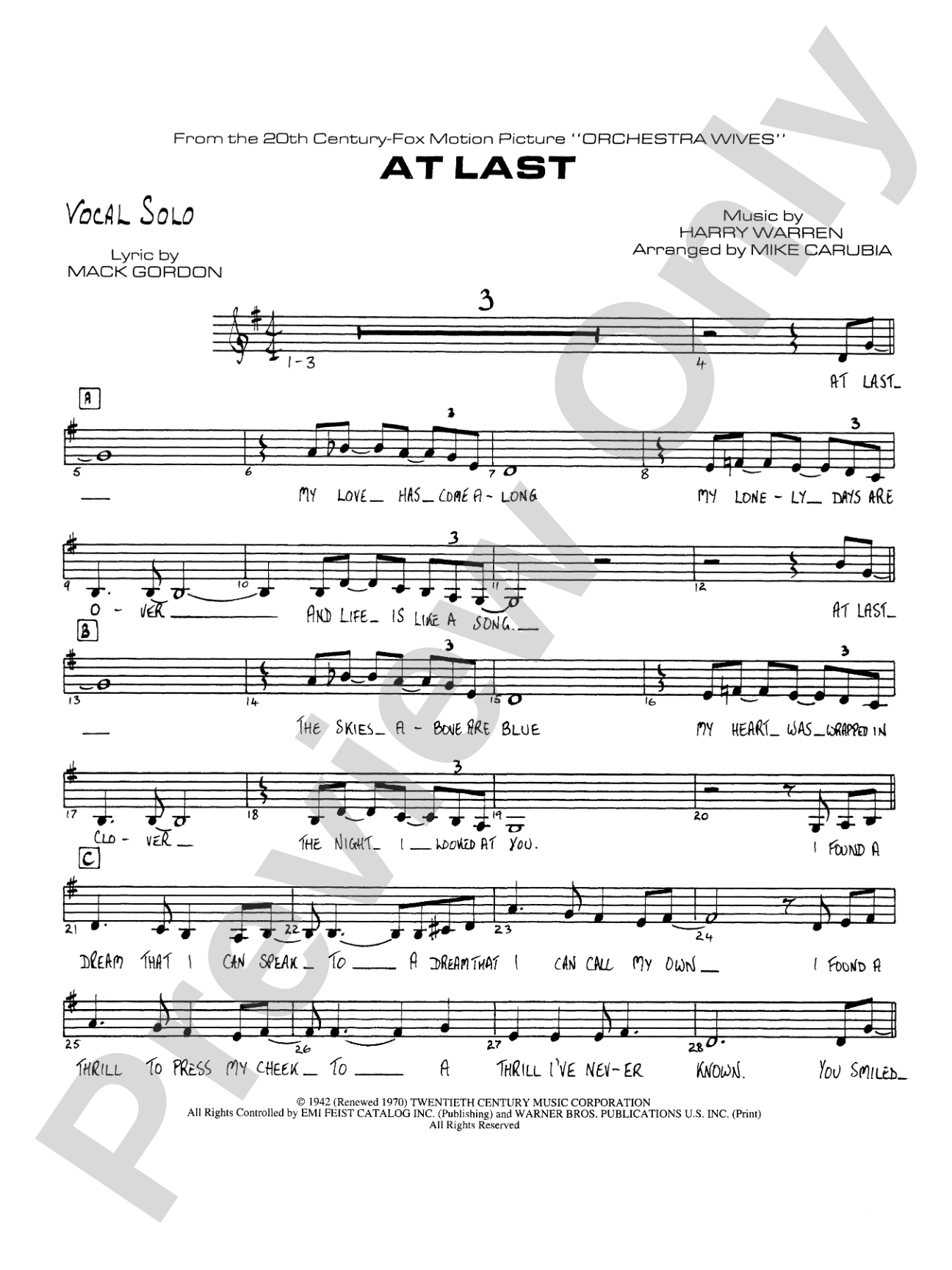At Last: Vocal Solo